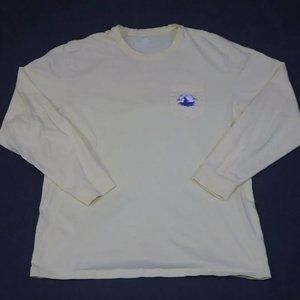 Southern Tide Sweatshirt Mens SZ XL Yellow Crewneck Graphics Skipjack Attack